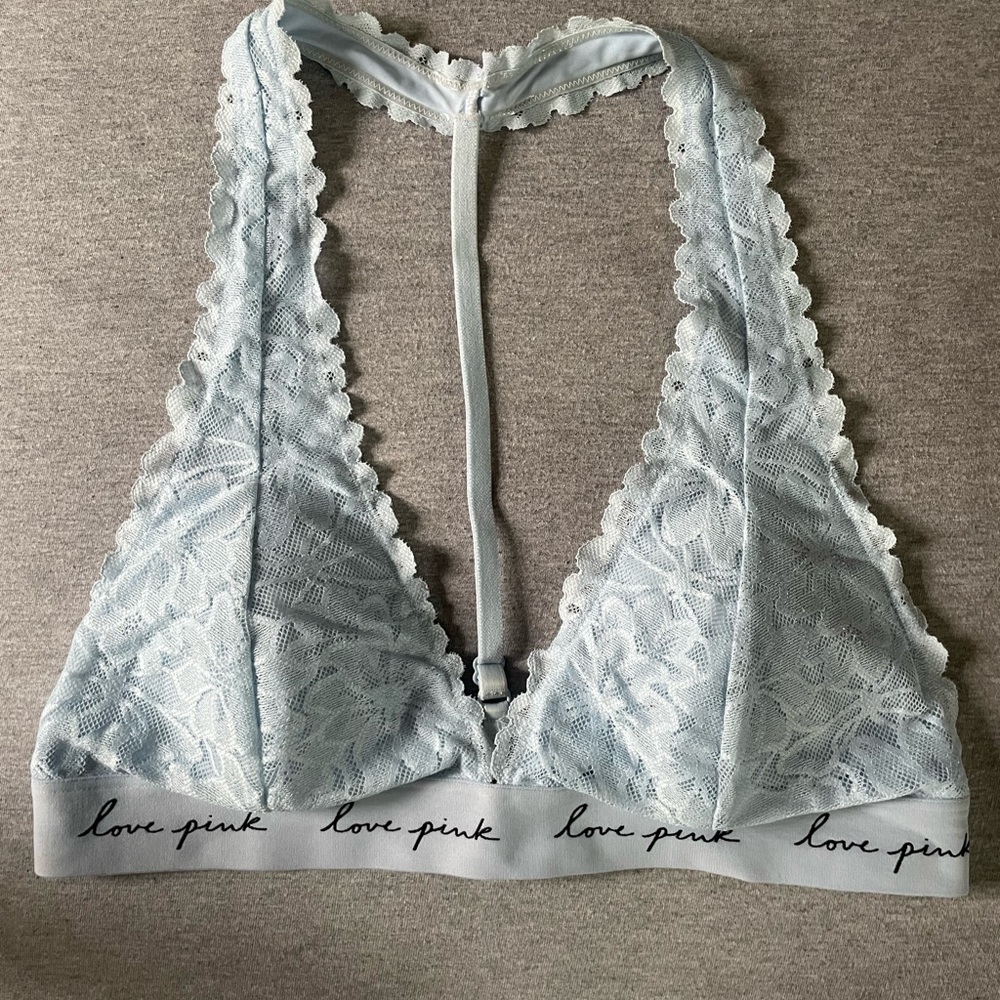 Victorias Secret Pink bralette. Light blue large